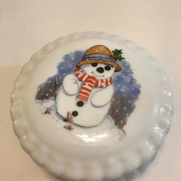 Snowman Trinket Box w/ Lid Pacific Rim Blue Waters English Fine Bone China - Picture 2 of 10
